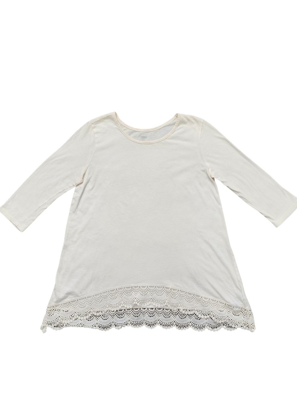 Old Navy Cream Long-Sleeve Lace-Hem Tunic